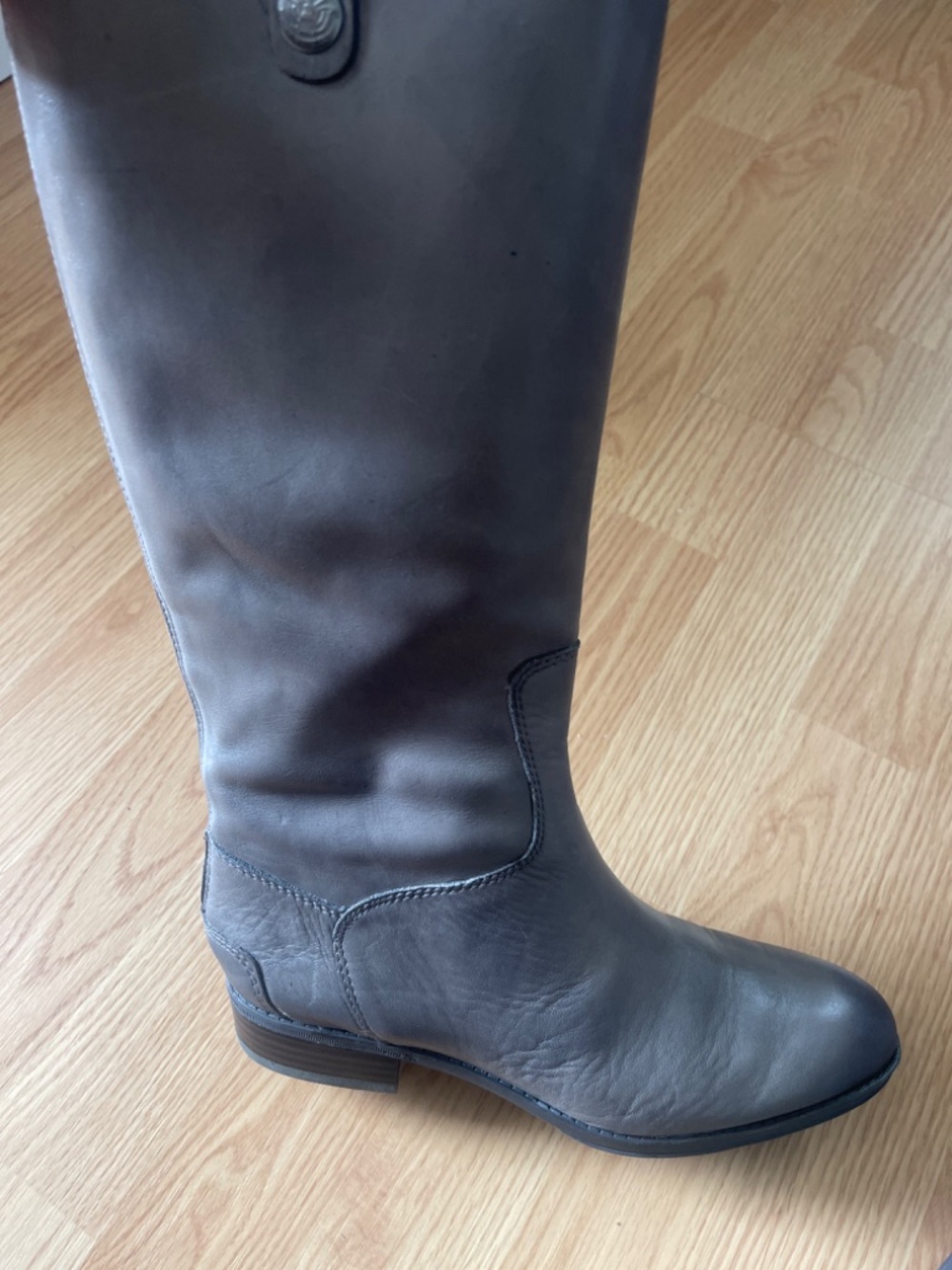 Sam Edelman Gray Tall Leather Back Zip Up Heeled Boots Size 6.5 - Picture 8 of 12